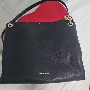 Michael Kors Black Shoulder Bag with Gold Accents